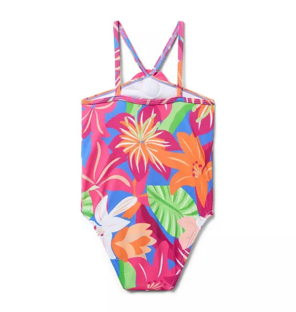 Recycled Tropical Floral Rosette Swimsuit