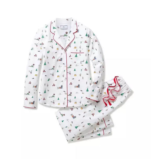 Women's Twill Pajama Set in Holiday Town