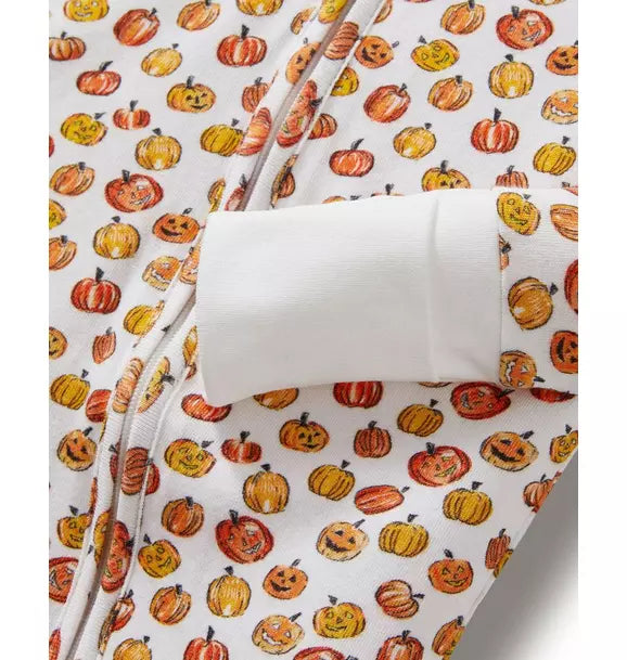 Baby's Pima Peekaboo Romper in Pumpkin Patch