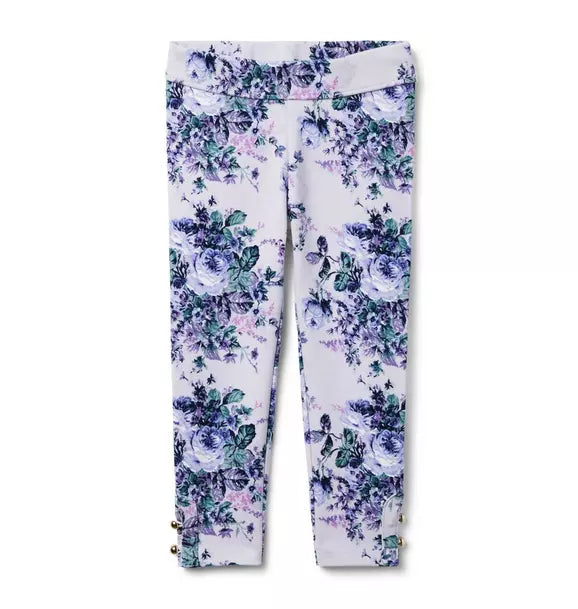 Floral Button Cuff Ponte Pant