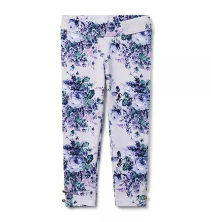 Floral Button Cuff Ponte Pant