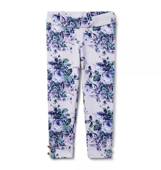 Floral Button Cuff Ponte Pant